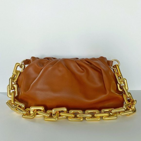 Cloud Clutch - Cognac Ruched Pouch Bag - Picture 5 of 7